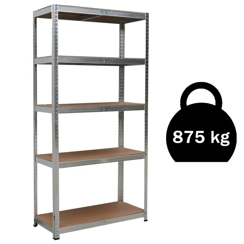 Regał Magazynowy Metalowy 2w1 5 Półek MDF VENDEA 150 x 75 x 30 cm