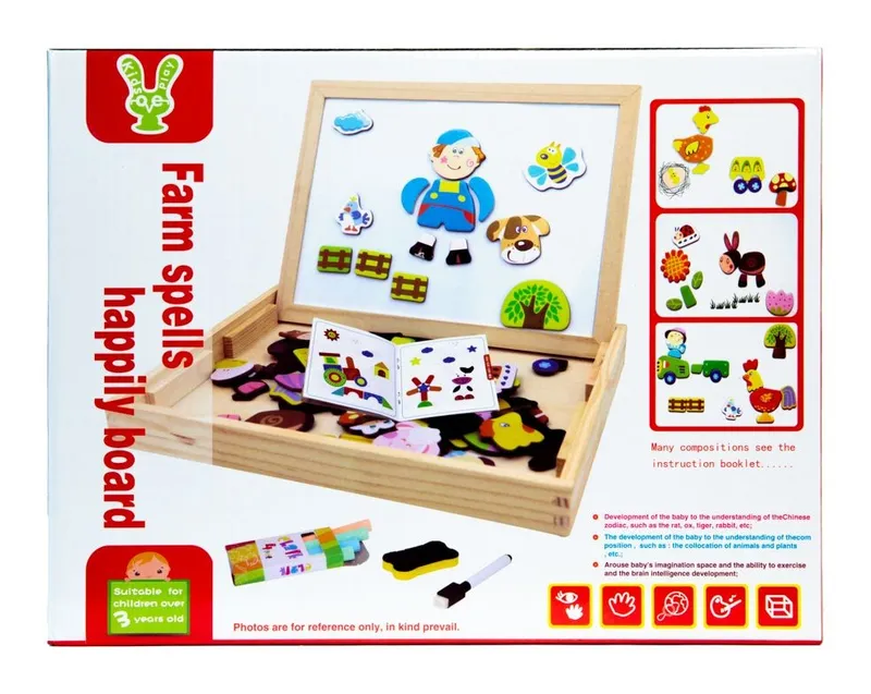 Drewniana Tablica Edukacyjna 2w1 Z Magnesami I Kredą TUM-TUM Dla Dzieci