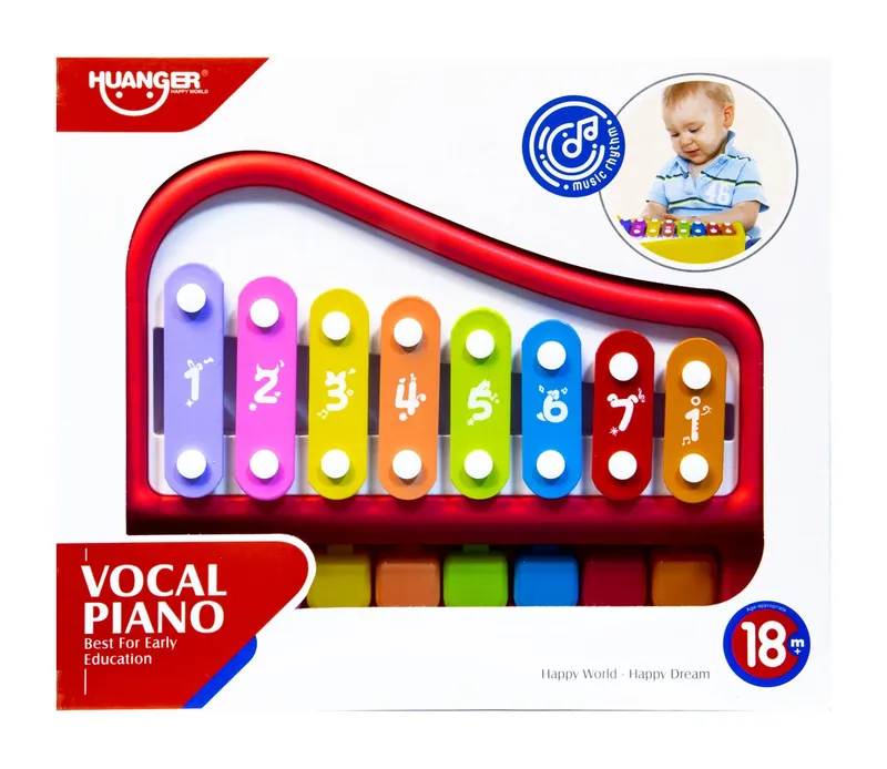 Organki Edukacyjne Cymbałki Z Pianinkiem 8 Klawiszy TUM-TUM - Czerwone