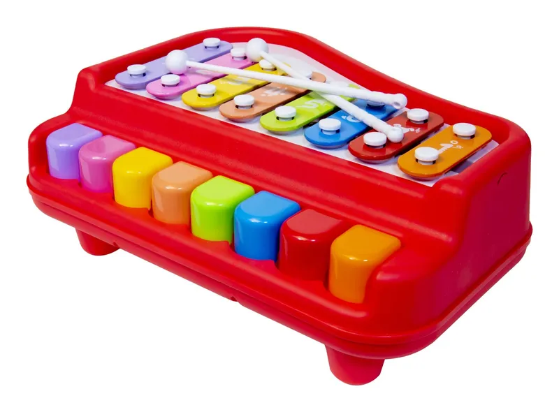 Organki Edukacyjne Cymbałki Z Pianinkiem 8 Klawiszy TUM-TUM - Czerwone