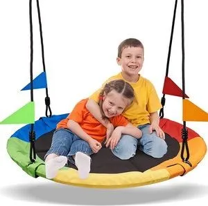 Huśtawka Ogrodowa Bocianie Gniazdo XL Multikolor Chorągiewki GARDIVA 100 cm