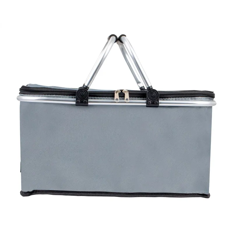 Koszyk Termiczny Piknikowy Składany Wodoodporny 2 Uchwyty MEBLIVA - Szary