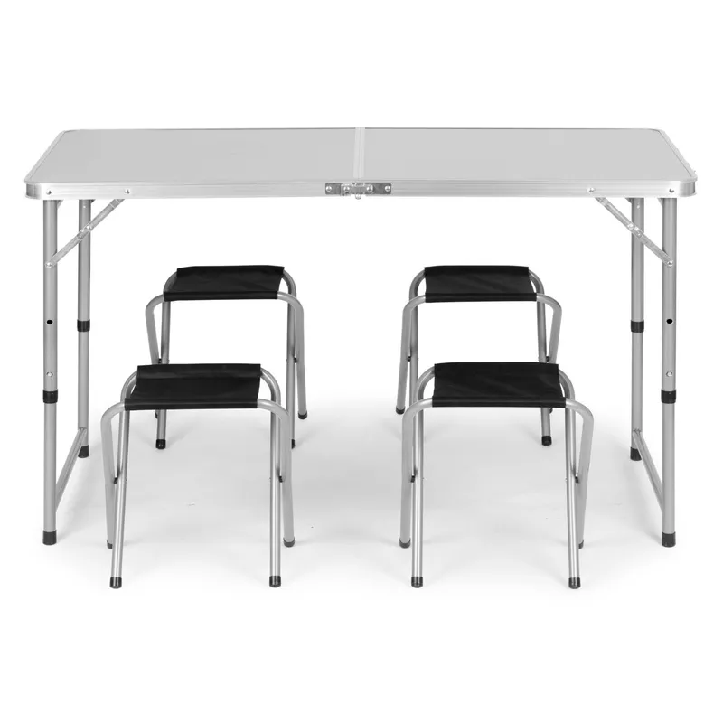 Stół Turystyczny Składany Aluminiowy Z 4 Krzesłami GARDIVA 120 x 60 x 70 cm