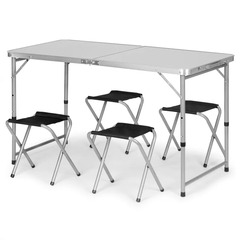 Stół Turystyczny Składany Aluminiowy Z 4 Krzesłami GARDIVA 120 x 60 x 70 cm