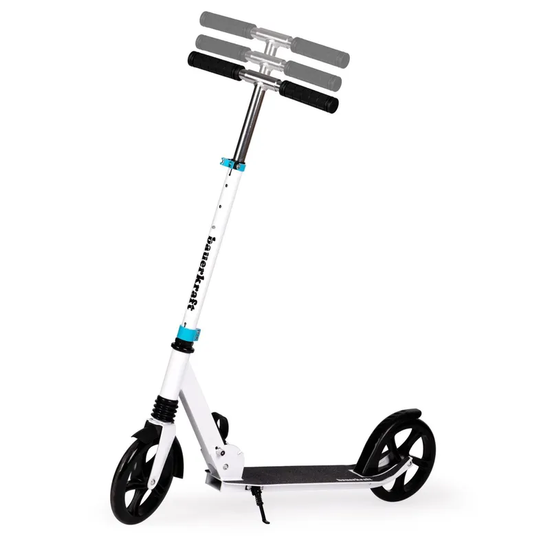 Duża Składana Hulajnoga Aluminiowa Biało Niebieska TUM-TUM 95 Do 105 cm