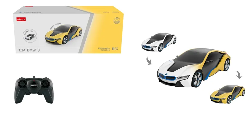 Samochód Zdalnie Sterowany Zmienia Kolor UV 1:24 TUM-TUM BMW I8 19 cm
