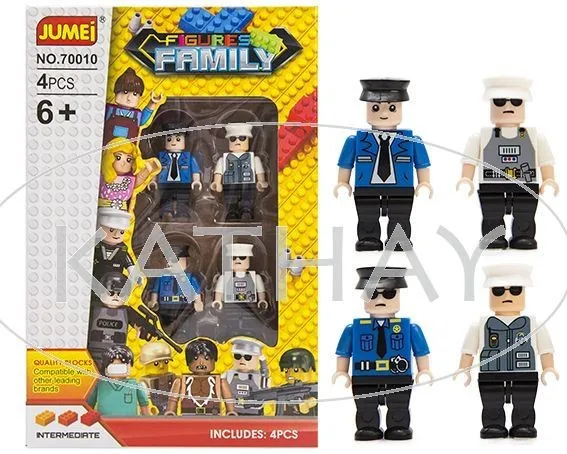 Zestaw Figurek Policja 4 szt Kompatybilny Z Klockami TUM-TUM Dla Dzieci