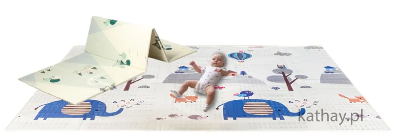 Dwustronna Składana Edukacyjna Mata 180 x 200 cm Słonik TUM-TUM