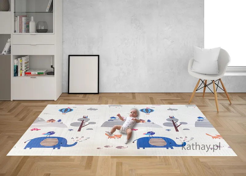 Dwustronna Składana Edukacyjna Mata 180 x 200 cm Słonik TUM-TUM