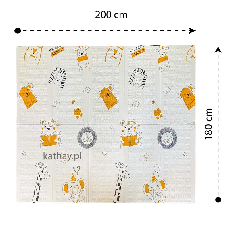 Dwustronna Składana Edukacyjna Mata 180 x 200 cm Zwierzątka TUM-TUM