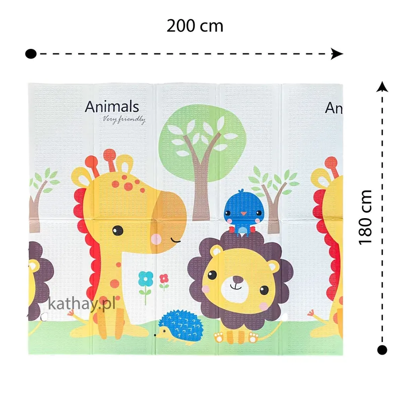 Dwustronna Składana Edukacyjna Mata 180 x 200 cm Safari TUM-TUM