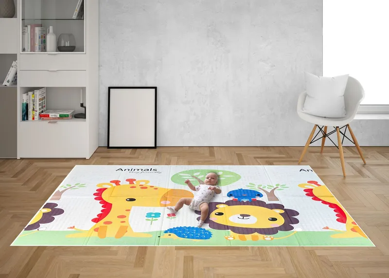 Dwustronna Składana Edukacyjna Mata 180 x 200 cm Safari TUM-TUM