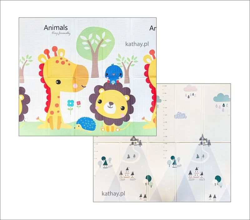 Dwustronna Składana Edukacyjna Mata 180 x 200 cm Safari TUM-TUM