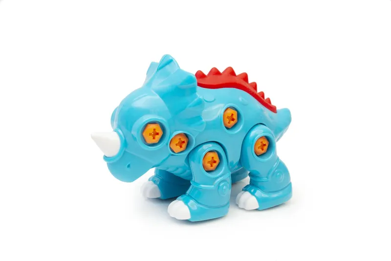Kolorowy Dinozaur Do Skręcania Z Śrubokrętem 17 cm Plastikowy TUM-TUM