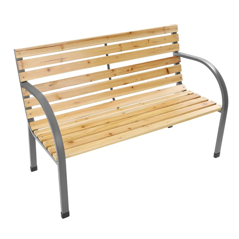 Ławka Ogrodowa Z Oparciem Drewniana Metalowa 120 cm GARDIVA - Czarna