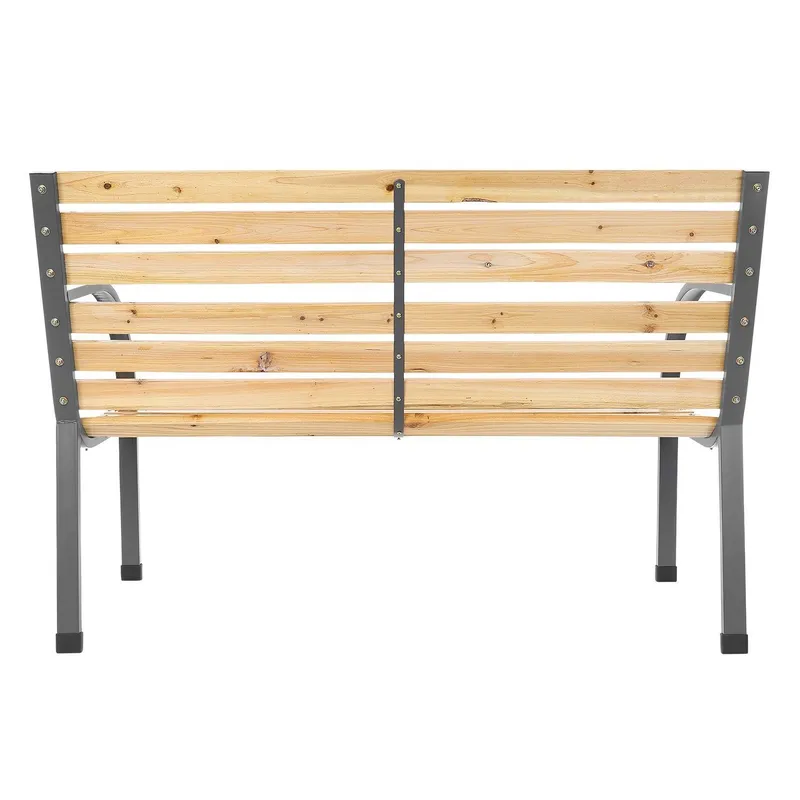 Ławka Ogrodowa Z Oparciem Drewniana Metalowa 120 cm GARDIVA - Czarna