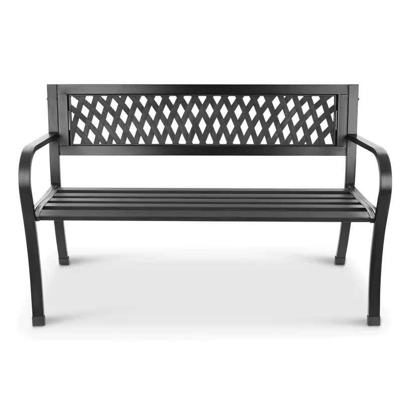 Ażurowa Ławka Ogrodowa Z Oparciem Metalowa 125 cm GARDIVA - Czarna