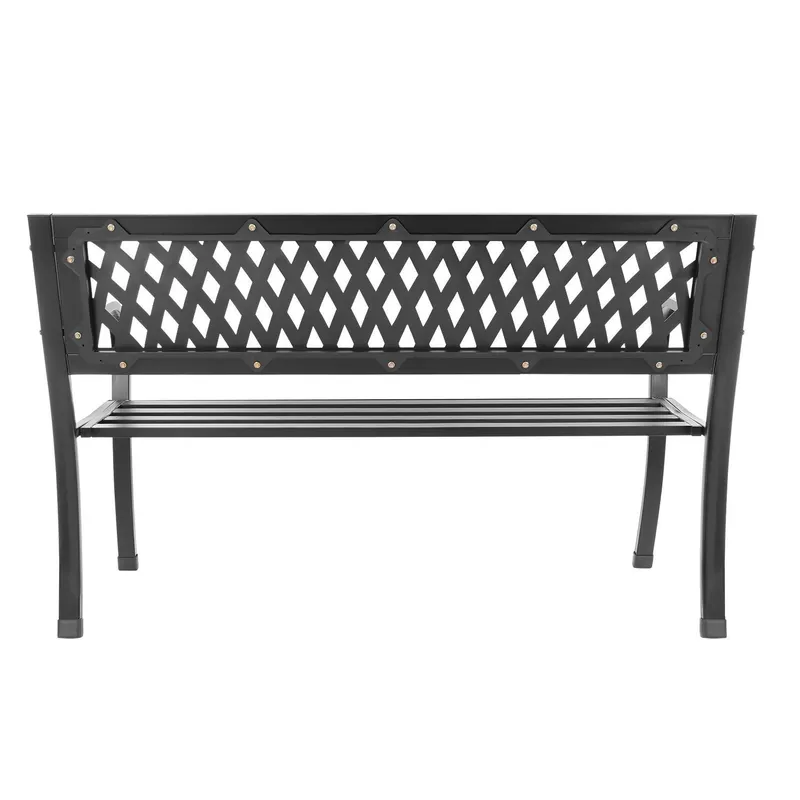 Ażurowa Ławka Ogrodowa Z Oparciem Metalowa 125 cm GARDIVA - Czarna