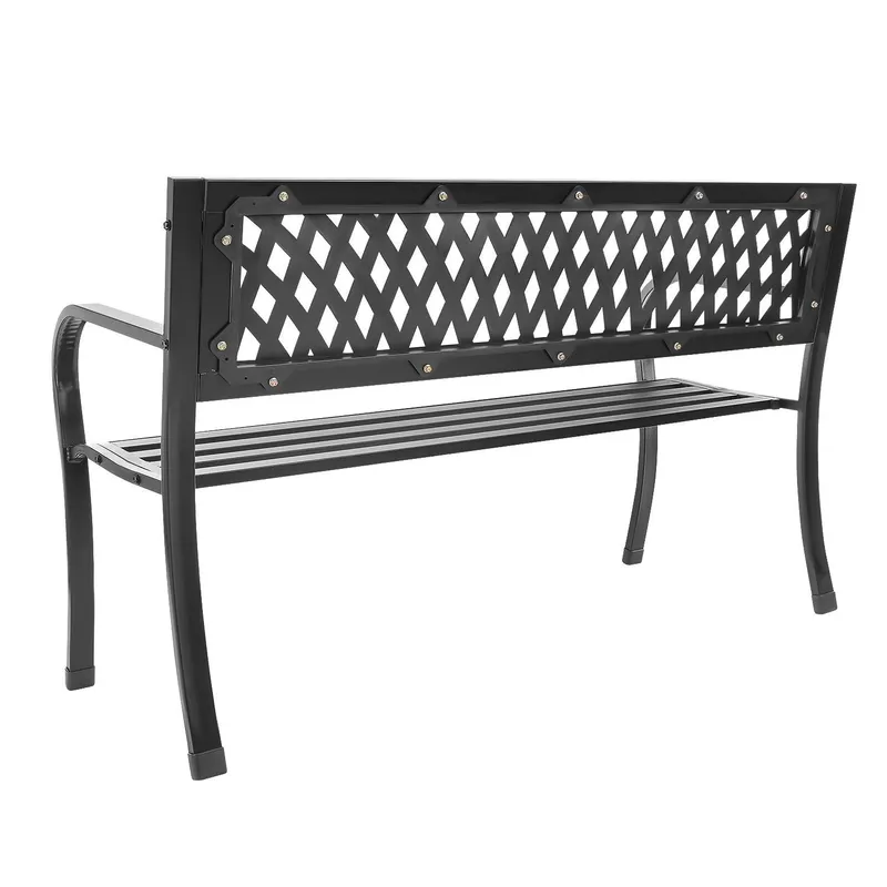 Ażurowa Ławka Ogrodowa Z Oparciem Metalowa 125 cm GARDIVA - Czarna