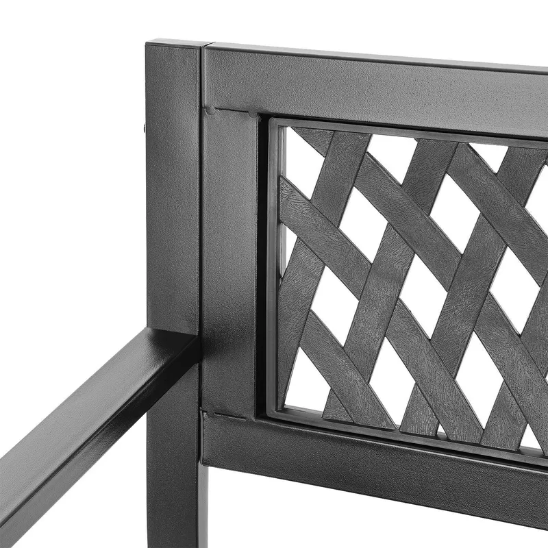 Ażurowa Ławka Ogrodowa Z Oparciem Metalowa 125 cm GARDIVA - Czarna