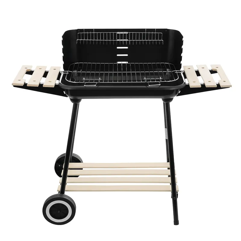 Grill Węglowy Ogrodowy Na Kółkach Z 3 Półkami Ruszt Chromowany GARDIVA