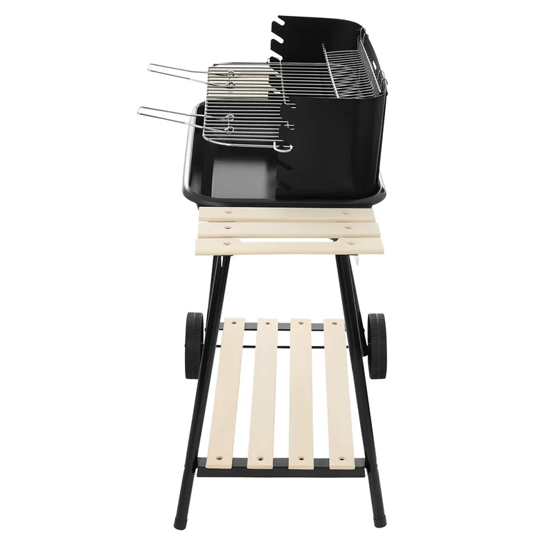 Grill Węglowy Ogrodowy Na Kółkach Z 3 Półkami Ruszt Chromowany GARDIVA
