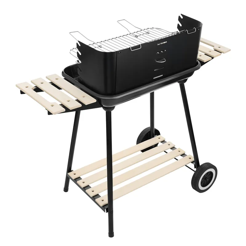 Grill Węglowy Ogrodowy Na Kółkach Z 3 Półkami Ruszt Chromowany GARDIVA