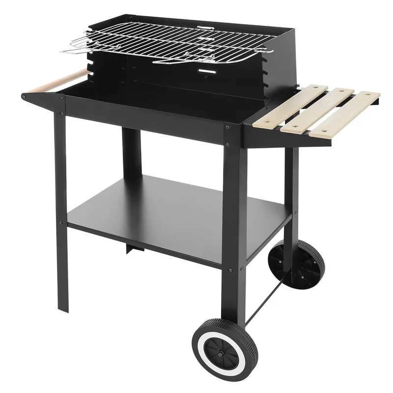 Grill Węglowy Ogrodowy Na Kółkach Z 4 Akcesoriami Chromowany GARDIVA