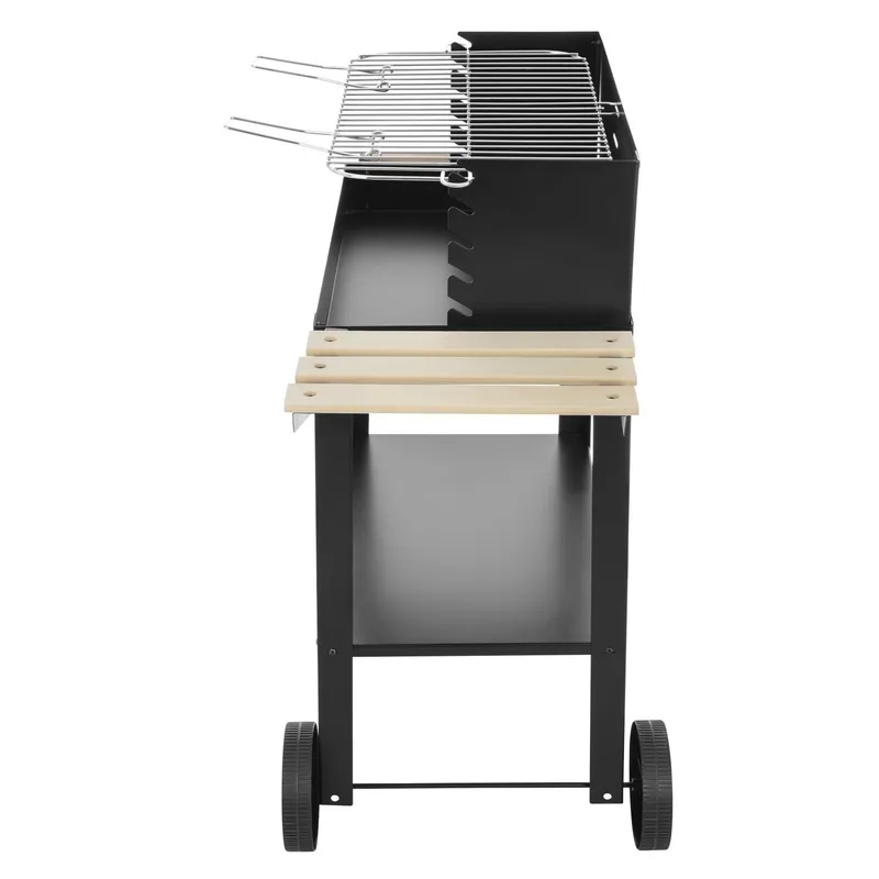 Grill Węglowy Ogrodowy Na Kółkach Z 4 Akcesoriami Chromowany GARDIVA