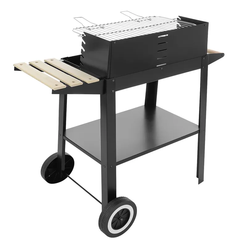 Grill Węglowy Ogrodowy Na Kółkach Z 4 Akcesoriami Chromowany GARDIVA