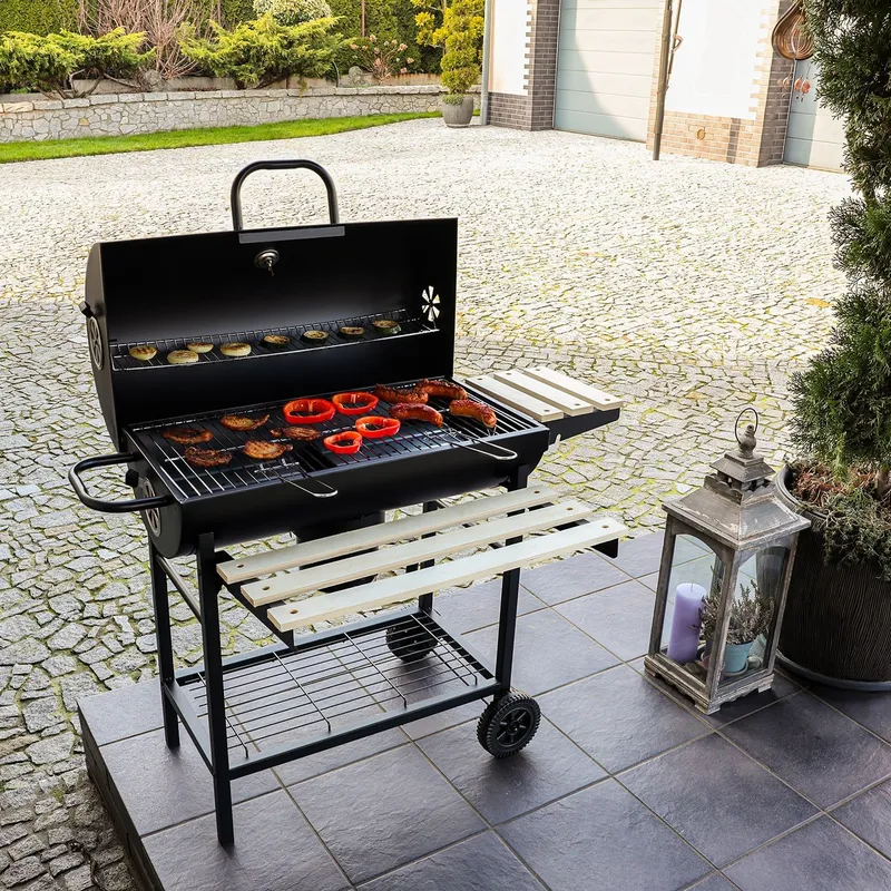 Duży Zamykany Grill Węglowy Ogrodowy Na Kółkach Z Paleniskiem GARDIVA