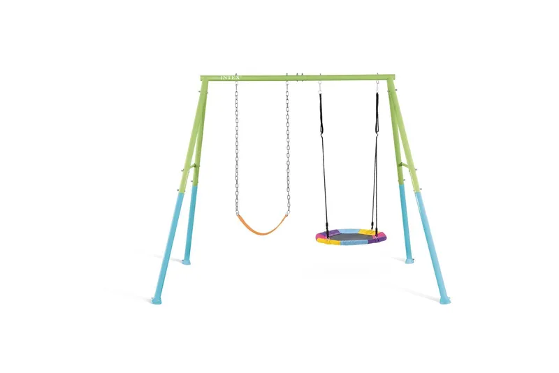 Kolorowa Huśtawka Ogrodowa 2 Funkcje Pas Bocianie Gniazdo INTEX 44125