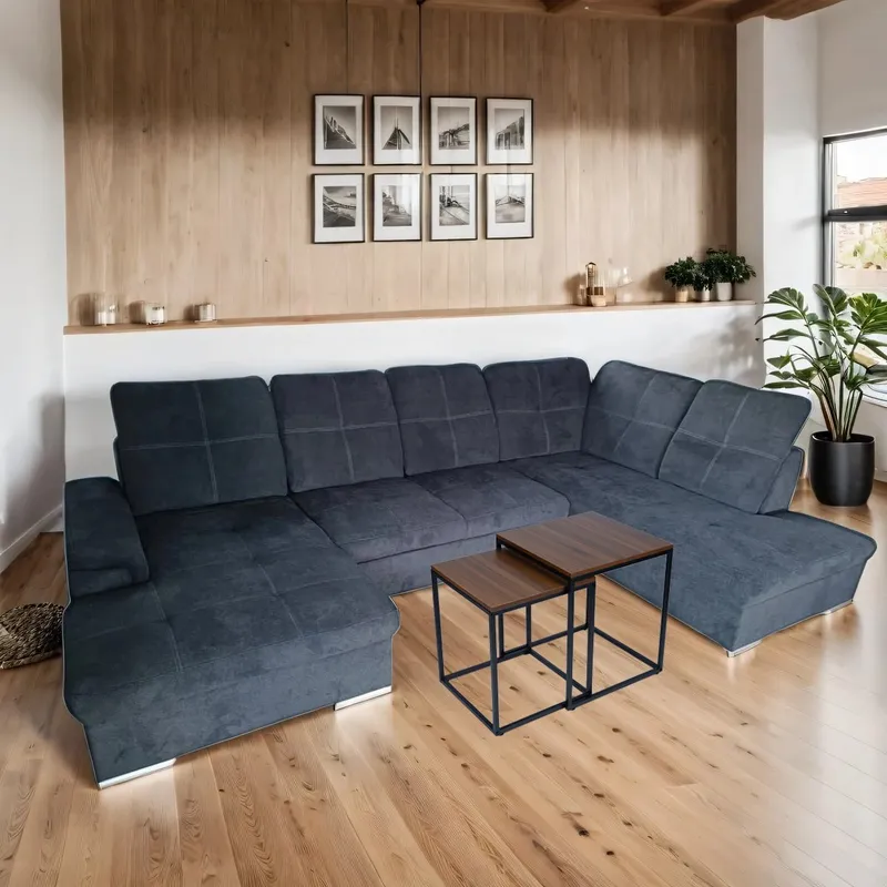 2w1 Stoliki Kwadratowe Loft Industrial Orzech Włoski MEBLIVA - Kawowe