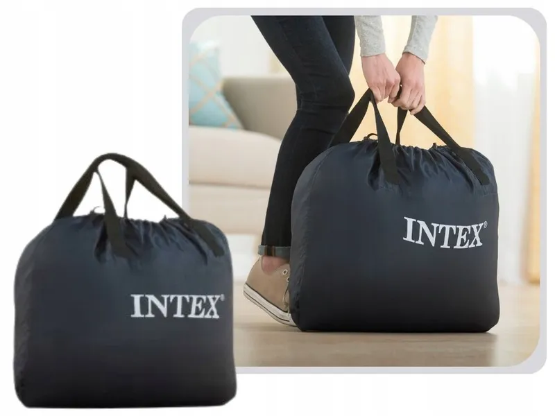 Materac Dmuchany Jednoosobowy Welurowy Z Pompką 99 x 191 x 46 cm INTEX