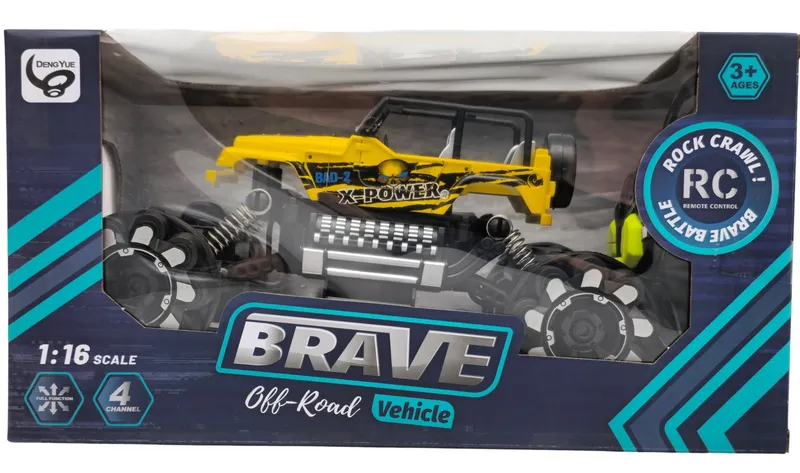 Auto Terenowe Zdalnie Sterowane Skala 1:16 TUM-TUM Brave 22 cm - Żółte