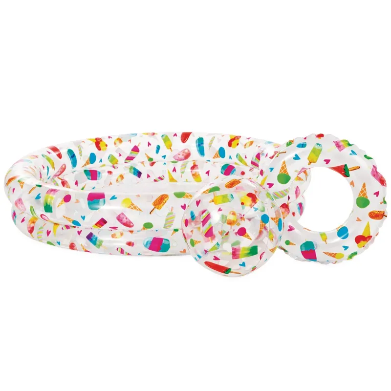 Dmuchany Basen Ogrodowy Zestaw Z Piłką I Kołem INTEX Lody 122 x 25 cm