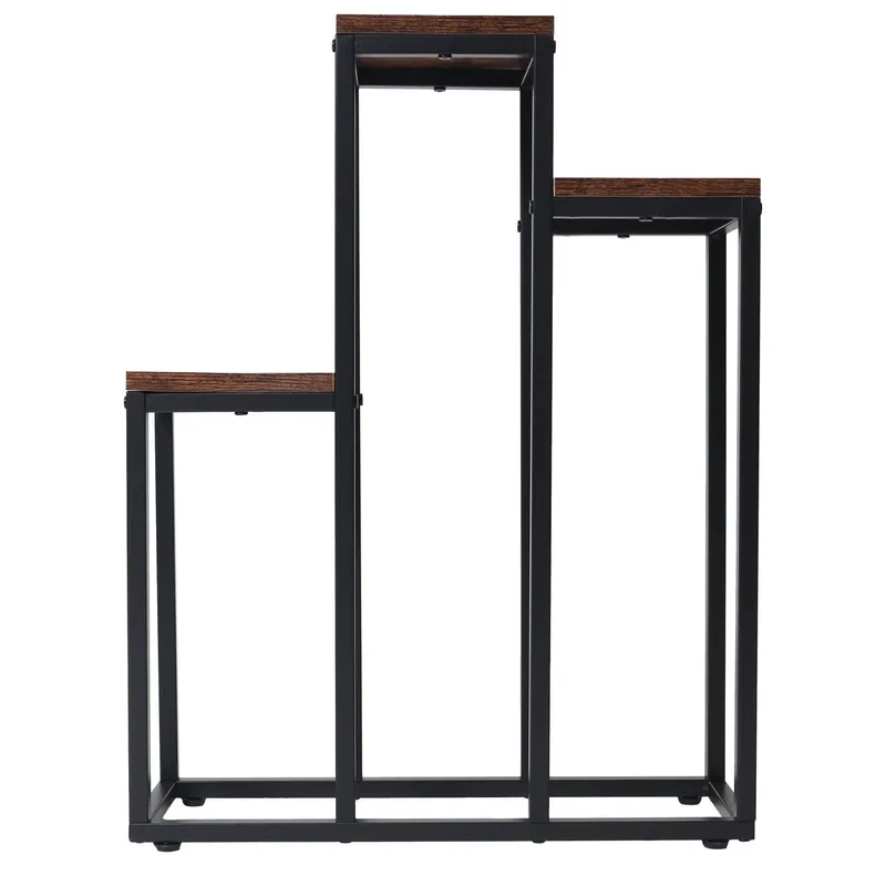 Kwietnik Stojący Na Kwiaty Metalowy 3 Półki Dąb Antyczny GARDIVA 67 cm