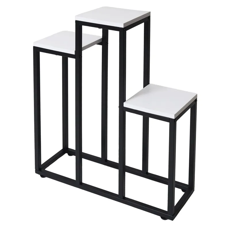 Kwietnik Stojący Na Kwiaty Metalowy 3 Półki GARDIVA 67 cm - Biały