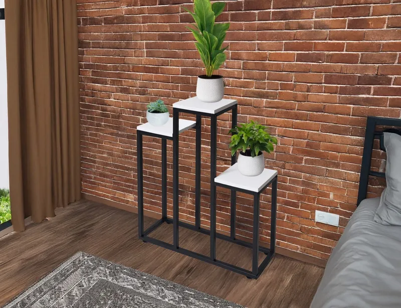 Kwietnik Stojący Na Kwiaty Metalowy 3 Półki GARDIVA 67 cm - Biały