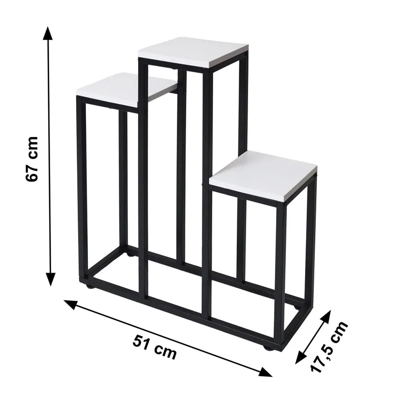 Kwietnik Stojący Na Kwiaty Metalowy 3 Półki GARDIVA 67 cm - Biały