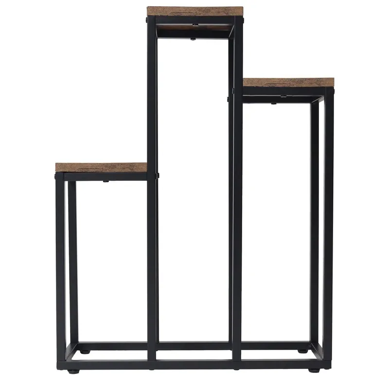 Kwietnik Stojący Na Kwiaty Metalowy 3 Półki Dąb Rustykalny GARDIVA 67 cm