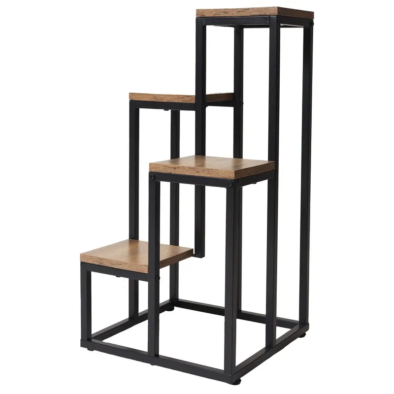 Kwietnik Stojący Na Kwiaty Metalowy 4 Półki Dąb Rustykalny GARDIVA 67 cm