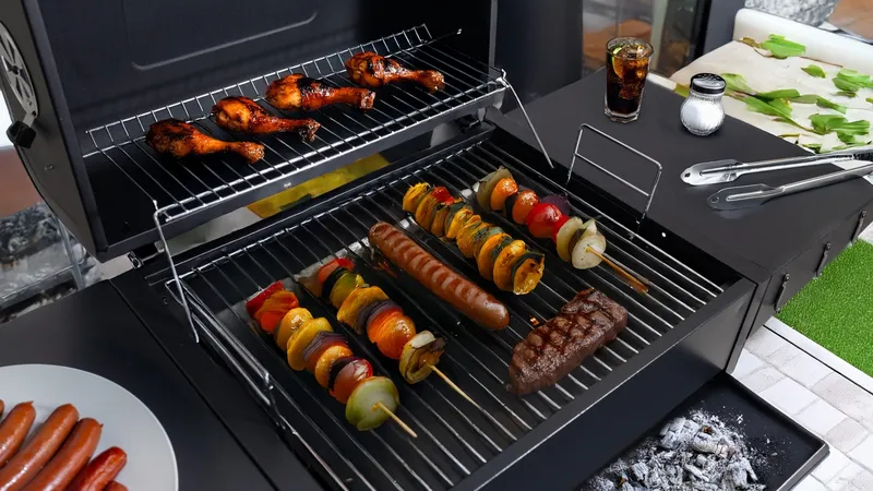 Grill Węglowy Ogrodowy Z Pokrywą Termometrem Duży Ruszt GARDIVA