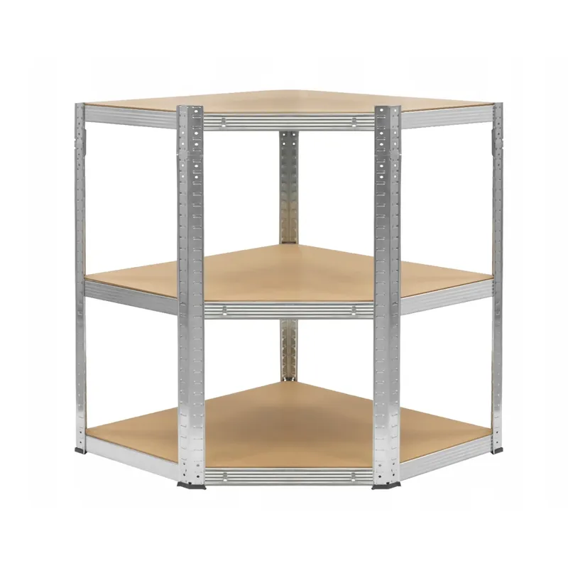 Regał Narożny Metalowy 5 Półek 2w1 VENDEA 180 x 90 cm - Srebrny