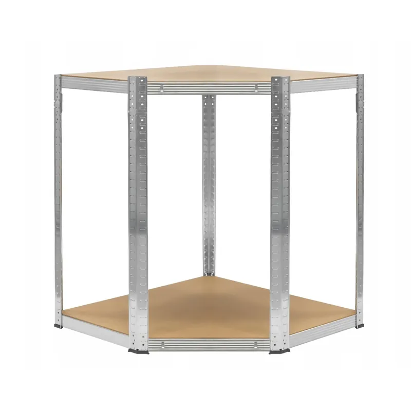 Regał Narożny Metalowy 5 Półek 2w1 VENDEA 180 x 90 cm - Srebrny