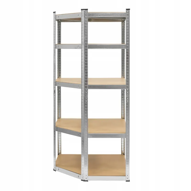 Regał Narożny Metalowy 5 Półek 2w1 VENDEA 180 x 90 cm - Srebrny