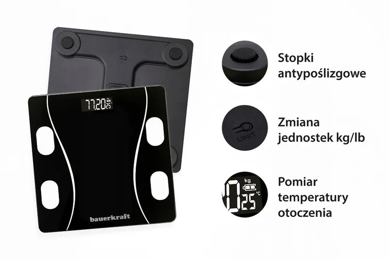 Waga Łazienkowa Analityczna Inteligentna Do 180 kg Smart Aplikacja