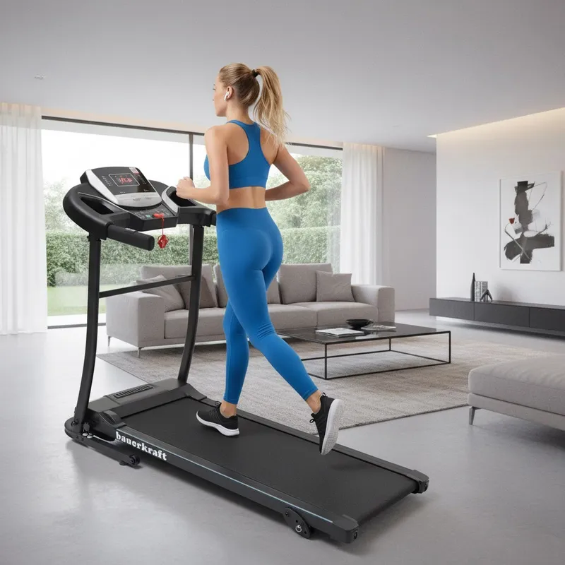 Bieżnia Elektryczna Domowa Składana Z Uchwytami Do 100 kg MOVEMANIA - Szara