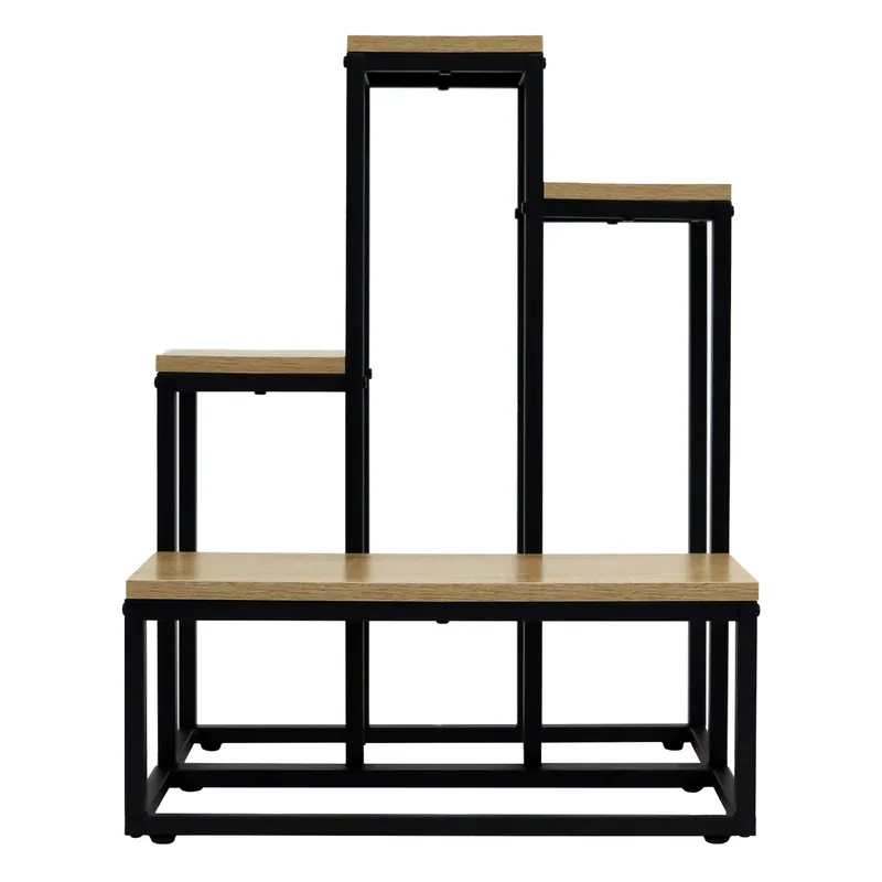 Kwietnik Metalowy Na 6 Kwiatów Rustykalny Dąb GARDIVA 51 x 34 x 67 cm
