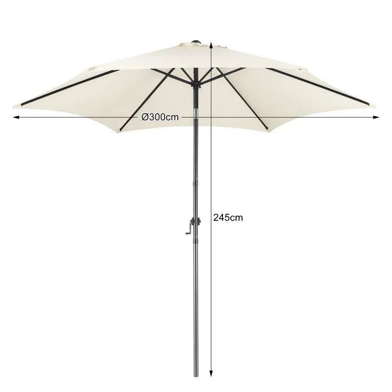Składany Parasol Ogrodowy Balkonowy Regulowany 300 cm GARDIVA - Beżowy